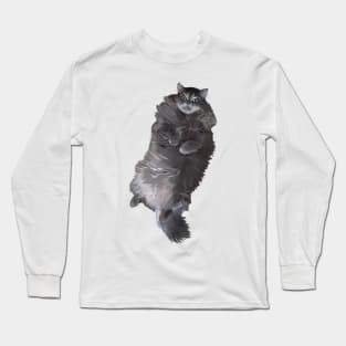 Gray Long Haired Cat Long Sleeve T-Shirt